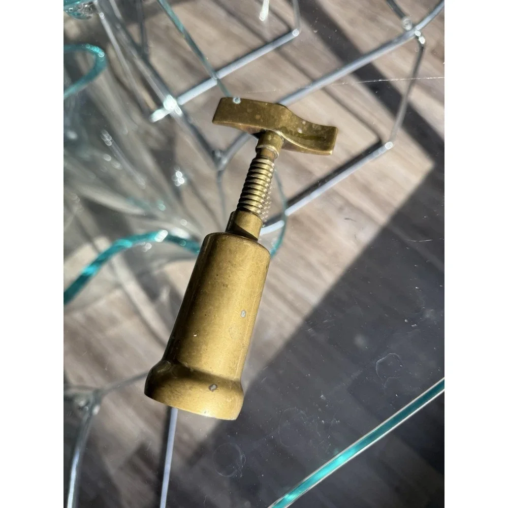 Vintage 1950-1960s Solid Brass Italian Corkscrew Wine Bottle Opener Bar‎ Tool